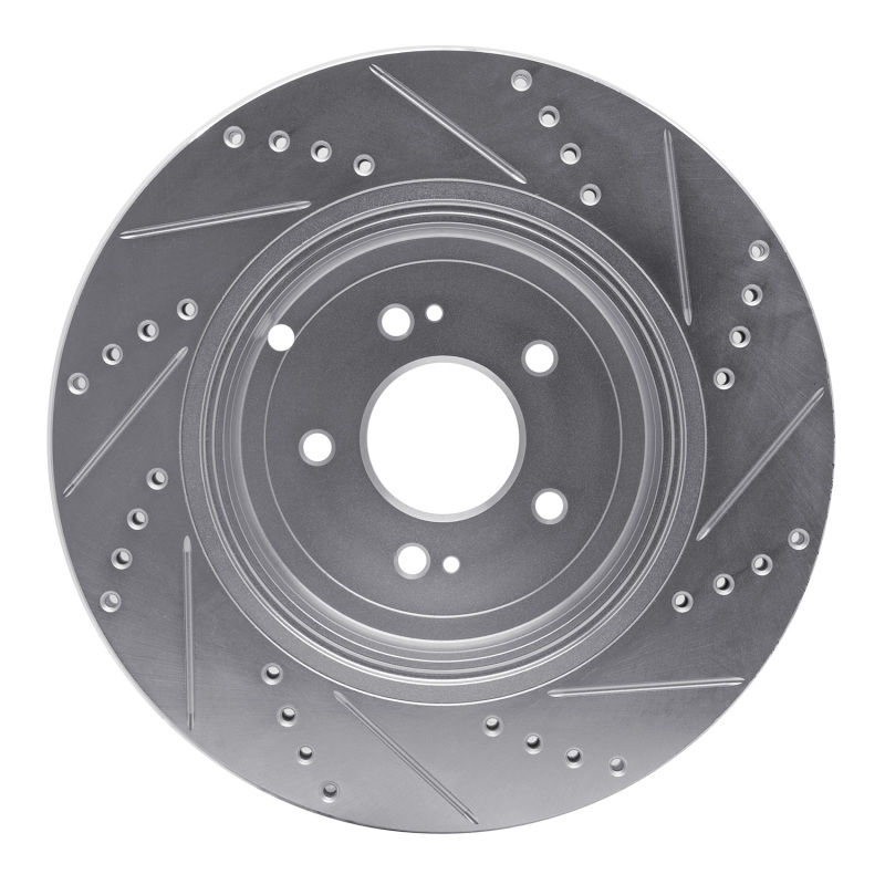 Picture of R1 18-25 Genesis G70 Rear Left Drilled & Slotted Silver Brake Rotor