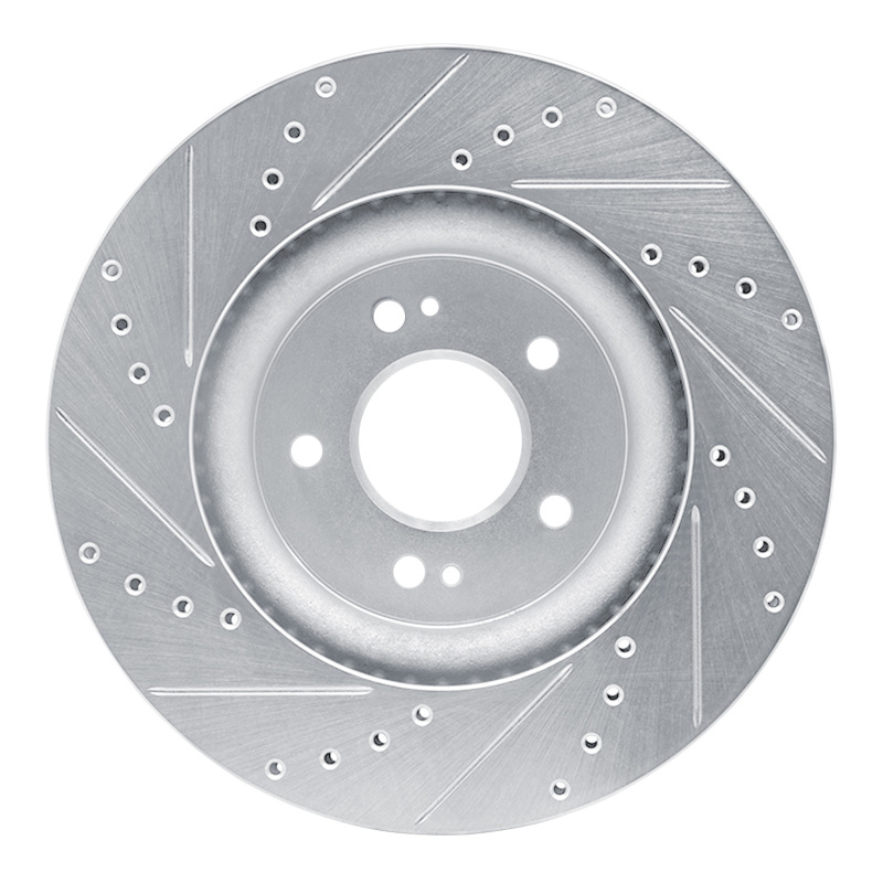 Picture of R1 18-23 Genesis G70 Front Right Drilled & Slotted Silver Brake Rotor
