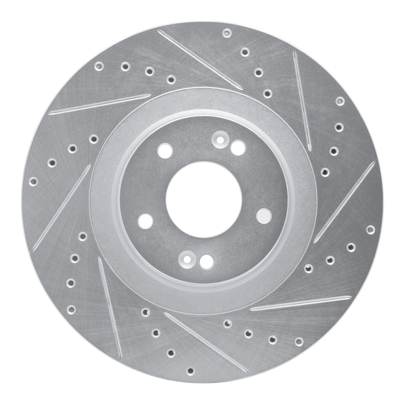 Picture of R1 20-25 Hyundai Palisade Front Right Drilled & Slotted Silver Brake Rotor