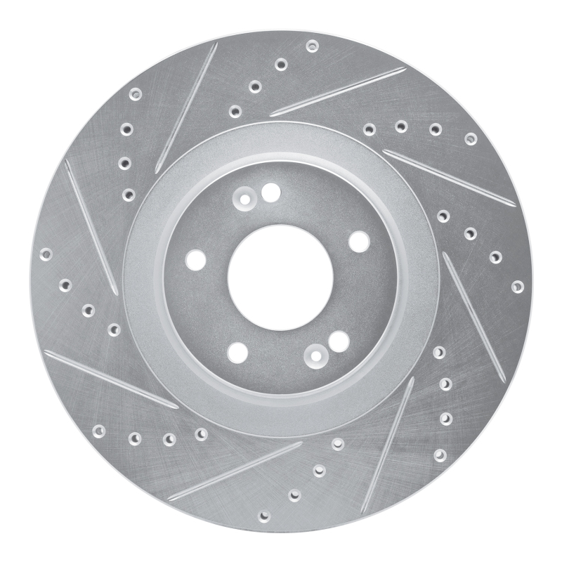 Picture of R1 20-25 Hyundai Palisade Front Left Drilled & Slotted Silver Brake Rotor