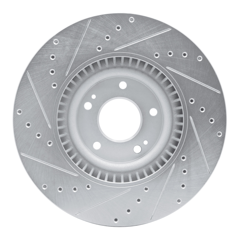 Picture of R1 20-25 Hyundai Palisade Front Right Drilled & Slotted Silver Brake Rotor