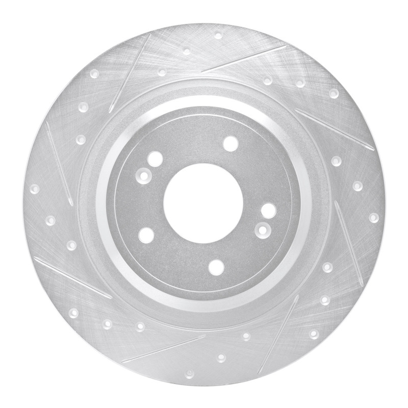 Picture of R1 22-25 Hyundai Ioniq 6 Rear Left Drilled & Slotted Silver Brake Rotor