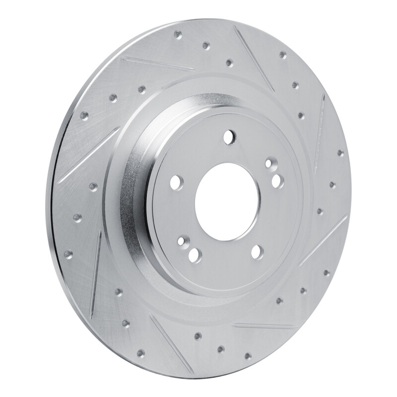 Picture of R1 22-25 Hyundai SANTA FE Rear Right Drilled & Slotted Silver Brake Rotor