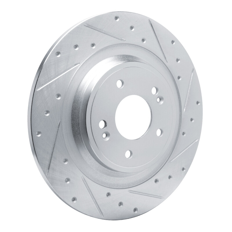 Picture of R1 22-25 Hyundai Ioniq 5 Rear Right Drilled & Slotted Silver Brake Rotor
