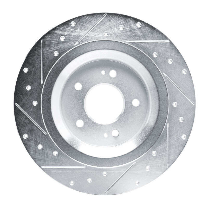 Picture of R1 22-25 Hyundai Ioniq 5 Rear Right Drilled & Slotted Silver Brake Rotor