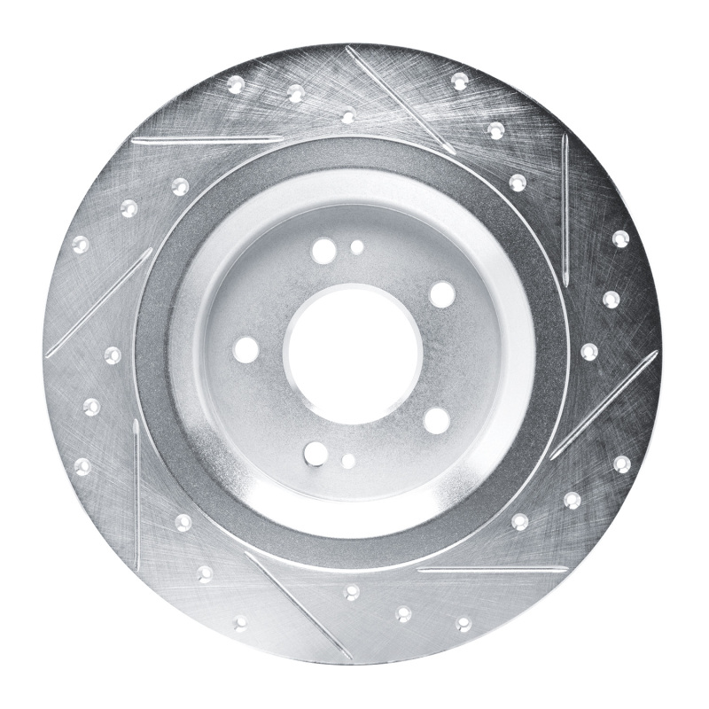 Picture of R1 22-25 Hyundai Ioniq 6 Rear Left Drilled & Slotted Silver Brake Rotor