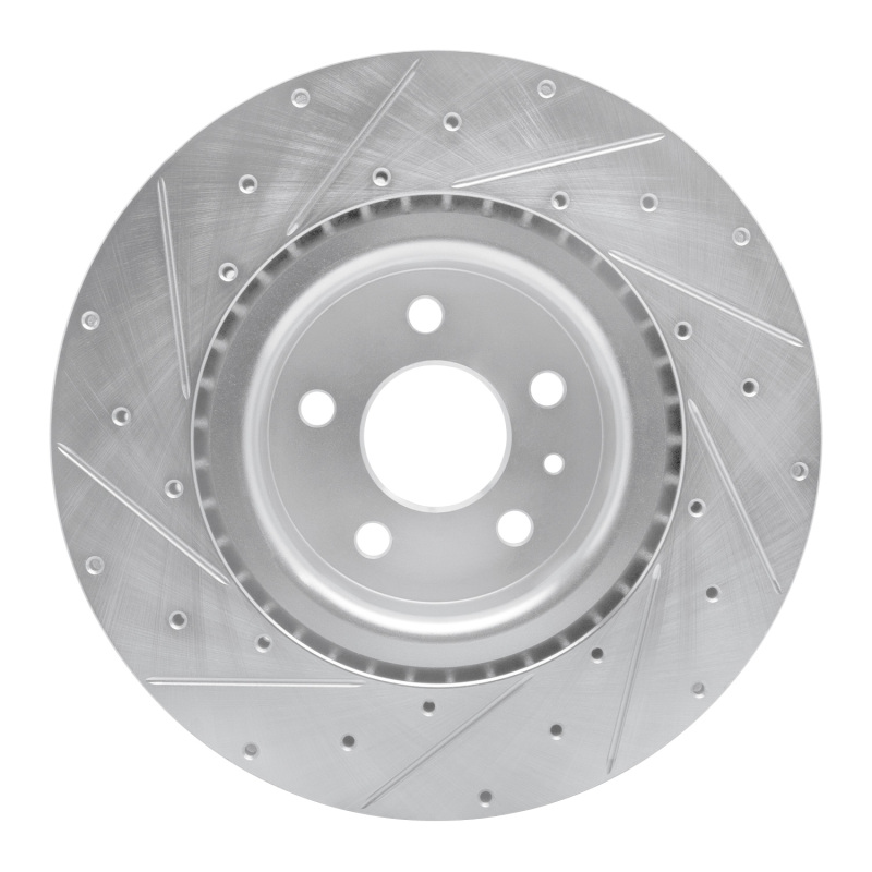 Picture of R1 12-21 Tesla Model X Front Right Drilled & Slotted Silver Brake Rotor