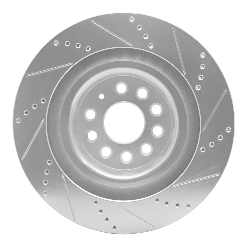 Picture of R1 12-21 Tesla Model S Rear Left Drilled & Slotted Silver Brake Rotor