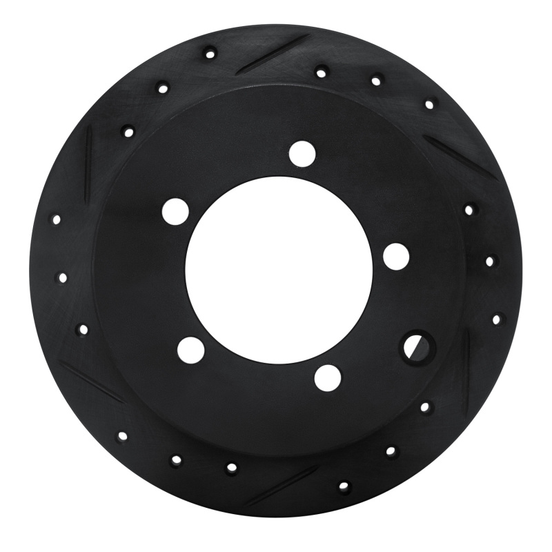 Picture of R1 97-04 Mitsubishi DIAMANTE Rear Left Drilled & Slotted Black Brake Rotor