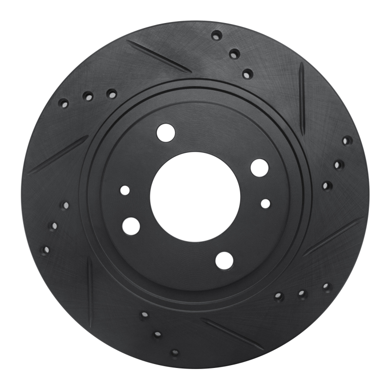 Picture of R1 12-17 Mitsubishi I-MIEV Front Right Drilled & Slotted Black Brake Rotor