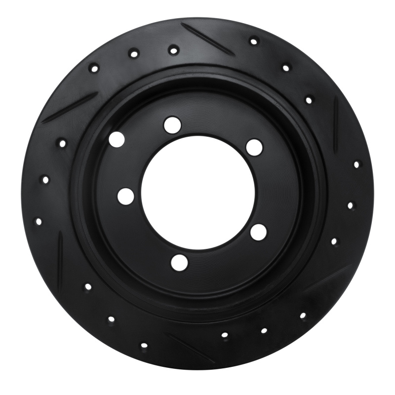 Picture of R1 97-04 Mitsubishi DIAMANTE Rear Left Drilled & Slotted Black Brake Rotor