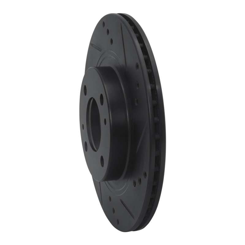 Picture of R1 12-17 Mitsubishi I-MIEV Front Right Drilled & Slotted Black Brake Rotor