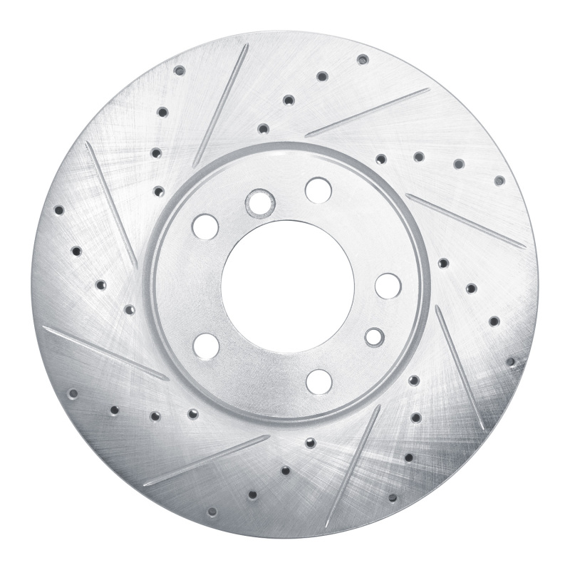 Picture of R1 00-03 BMW 540I Front Left Drilled & Slotted Silver Brake Rotor