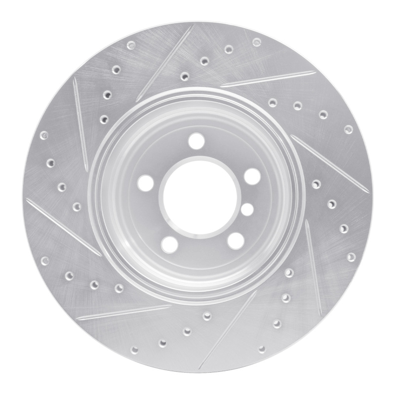 Picture of R1 05-08 BMW 750LI Rear Right Drilled & Slotted Silver Brake Rotor
