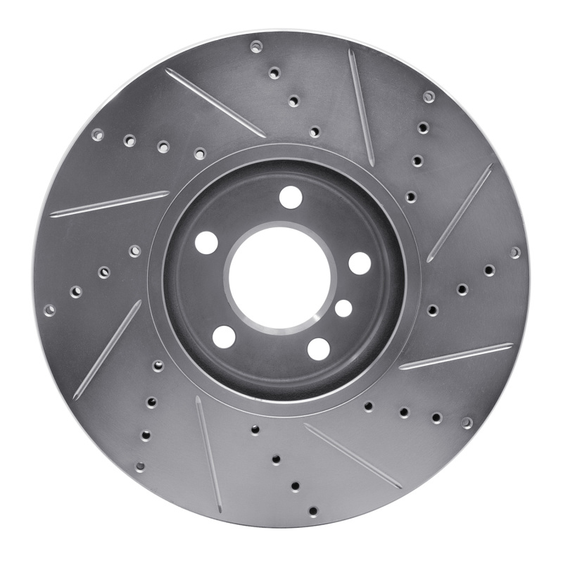 Picture of R1 10-18 BMW 650I Convertible Right Front Drilled & Slotted Silver Brake Rotor