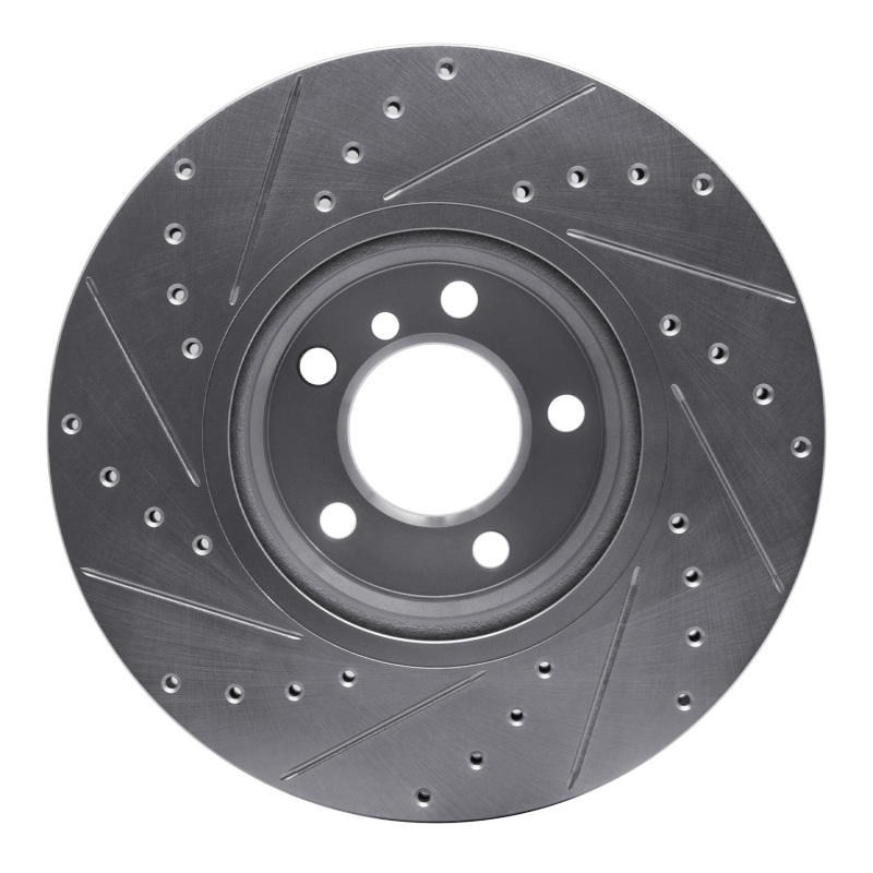 Picture of R1 12-18 BMW 330e Front Right Drilled & Slotted Silver Brake Rotor