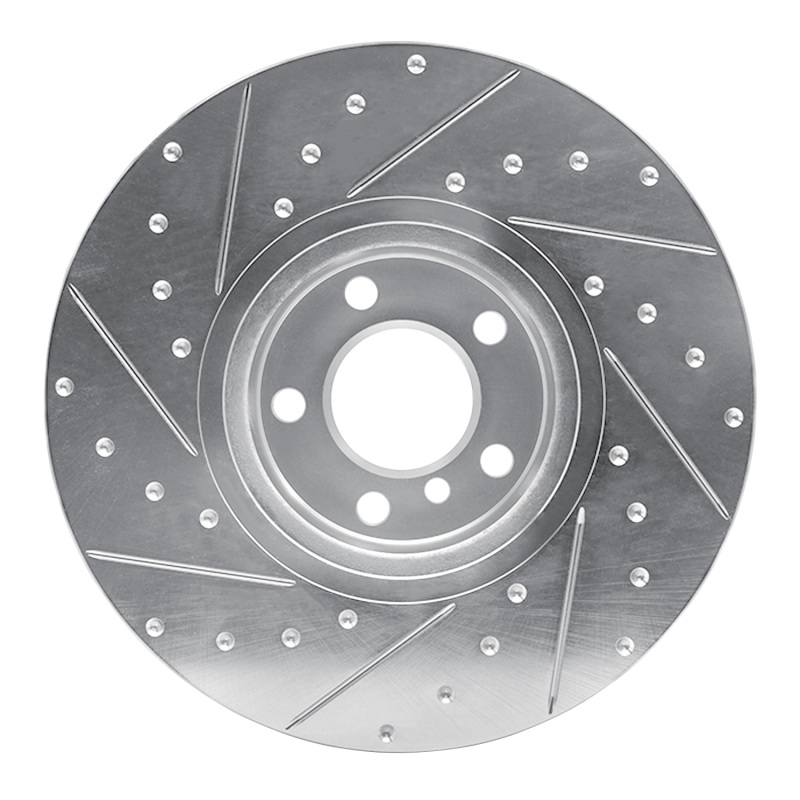 Picture of R1 16-18 BMW X4 Left Front Drilled & Slotted Silver Brake Rotor