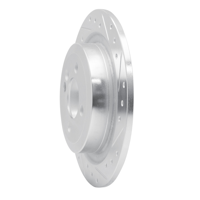 Picture of R1 09-14 Mini Cooper (Excl Clubman) Rear Right Drilled & Slotted Silver Brake Rotor