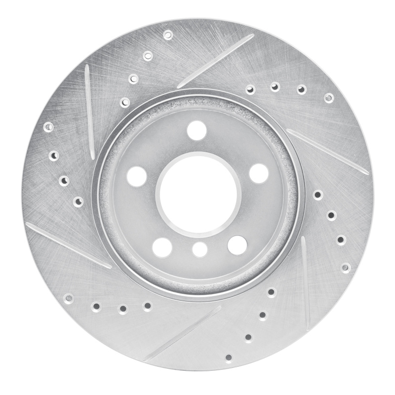Picture of R1 14-21 Mini Cooper (Excl Clubman) Front Right Drilled & Slotted Silver Brake Rotor