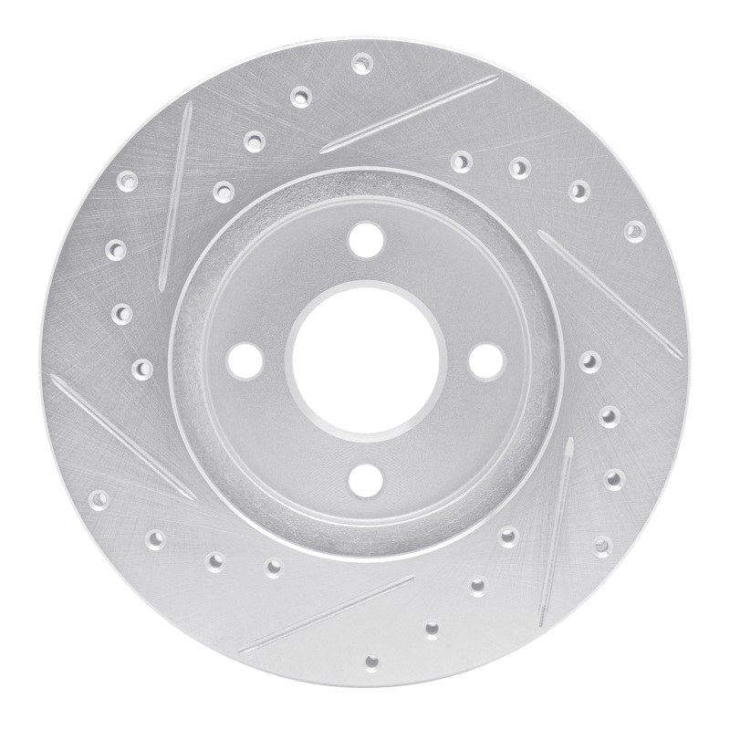 Picture of R1 83-88 Chrysler Executive Sedan Front Right Drilled & Slotted Silver Brake Rotor