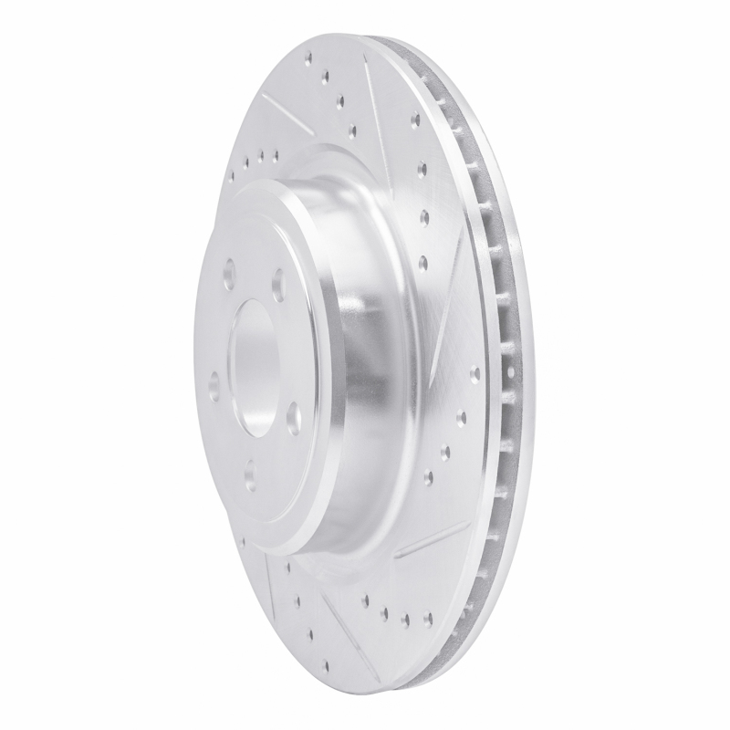 Picture of R1 06-23 Dodge Magnum Rear Right Drilled & Slotted Silver Brake Rotor
