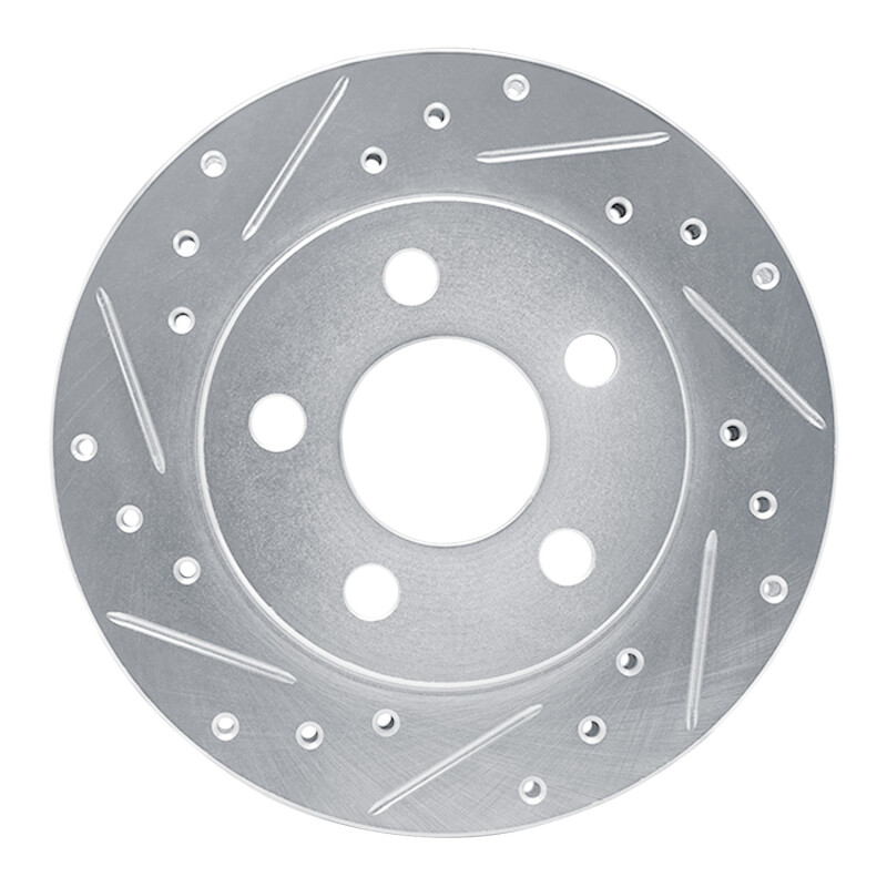 Picture of R1 85-89 Dodge SHADOW Front Left Drilled & Slotted Silver Brake Rotor