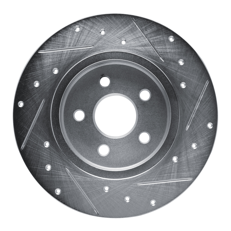 Picture of R1 87-91 Chrysler TC Maserati Rear Left Drilled & Slotted Silver Brake Rotor