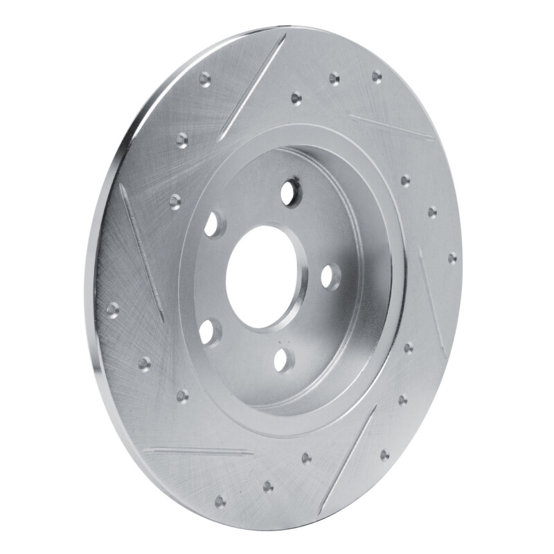 Picture of R1 87-91 Chrysler TC Maserati Rear Right Drilled & Slotted Silver Brake Rotor