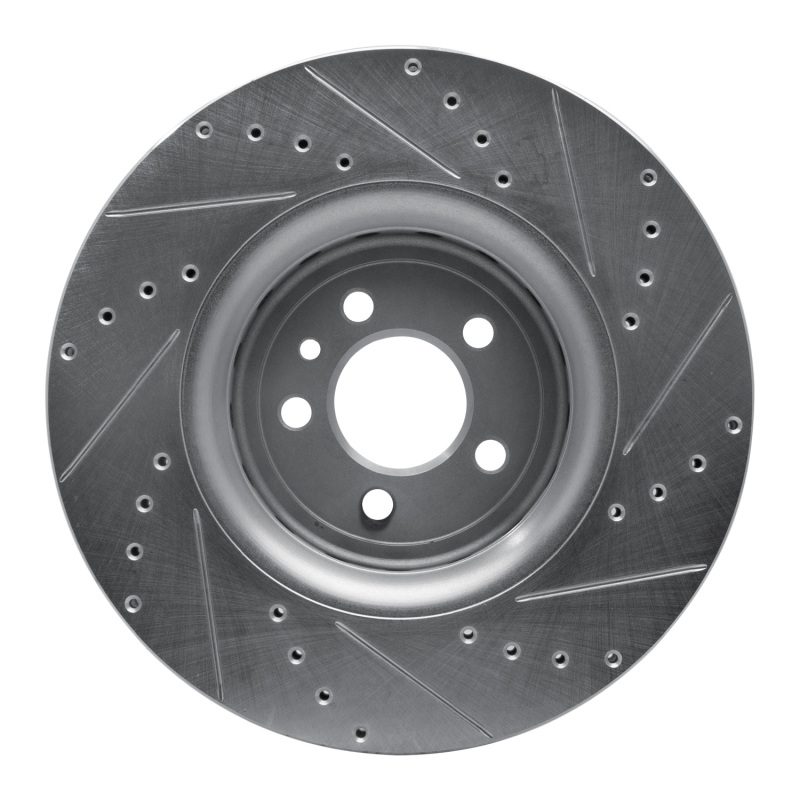 Picture of R1 14-23 Dodge Charger Front Left Drilled & Slotted Silver Brake Rotor