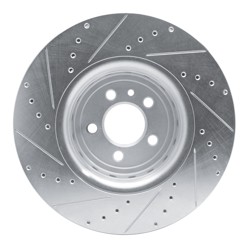 Picture of R1 14-23 Dodge Charger Front Right Drilled & Slotted Silver Brake Rotor