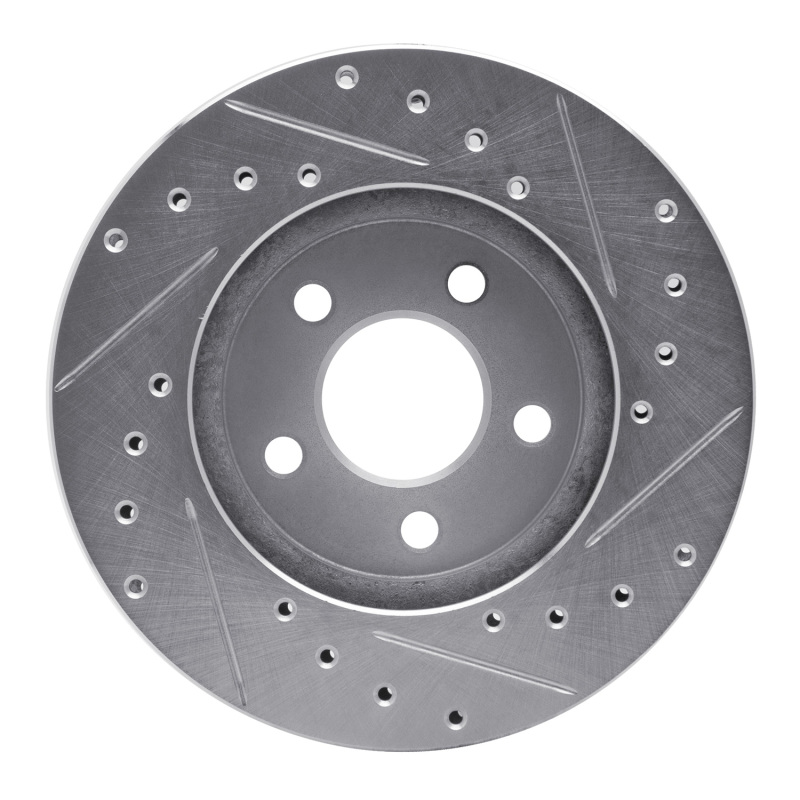 Picture of R1 84-95 Chrysler LeBaron GTC & GTS Front Left Drilled & Slotted Silver Brake Rotor