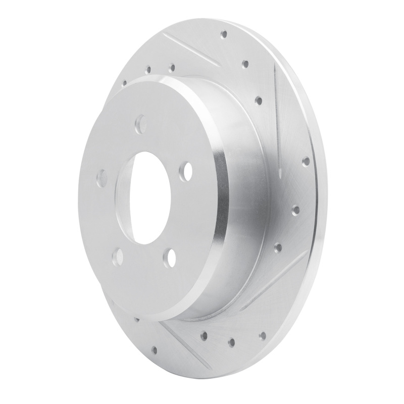 Picture of R1 97-07 Chrysler Town & Country Rear Right Drilled & Slotted Silver Brake Rotor