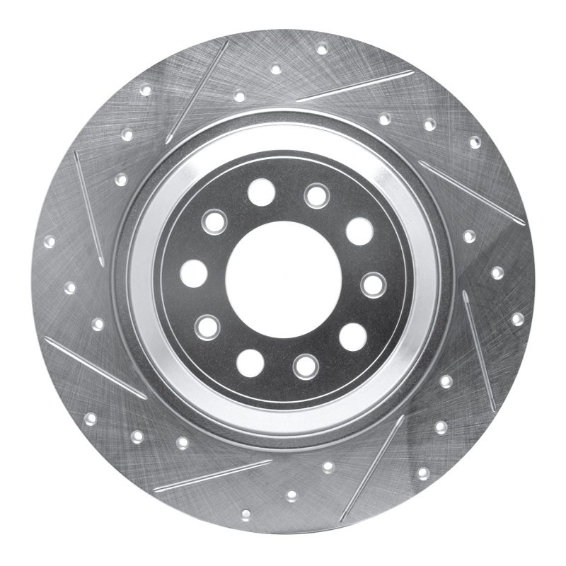 Picture of R1 14-23 Jeep Cherokee Rear Left Drilled & Slotted Silver Brake Rotor