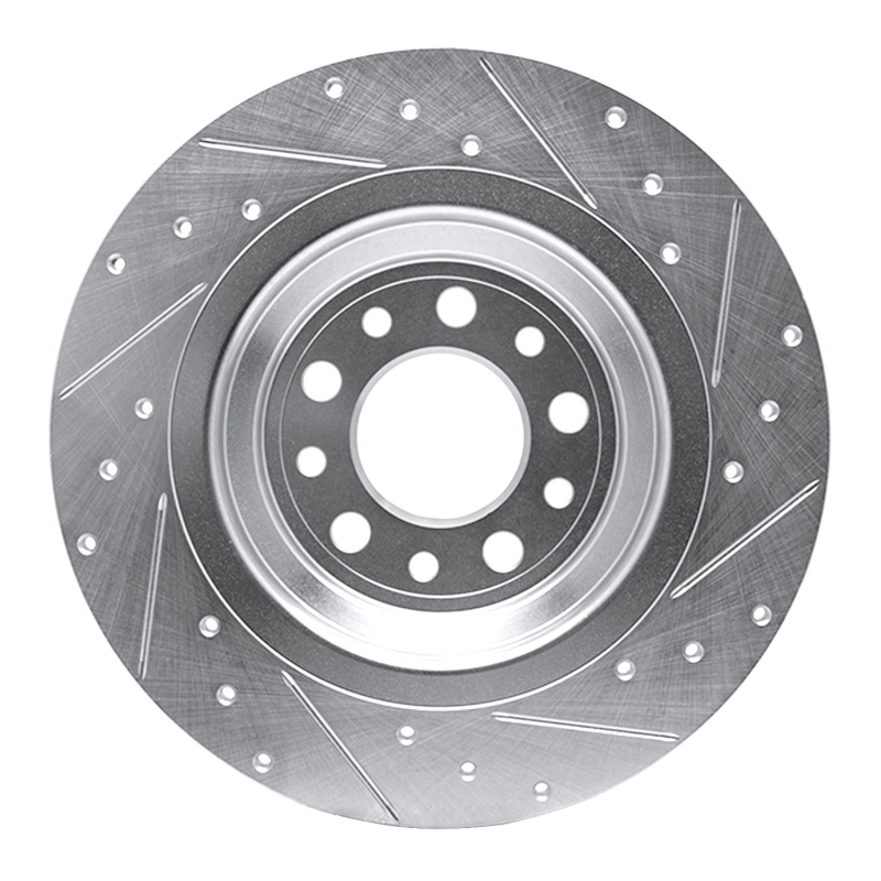 Picture of R1 14-23 Jeep Cherokee Rear Left Drilled & Slotted Silver Brake Rotor