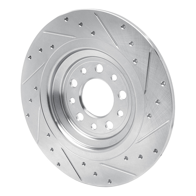 Picture of R1 14-23 Jeep Cherokee Rear Left Drilled & Slotted Silver Brake Rotor