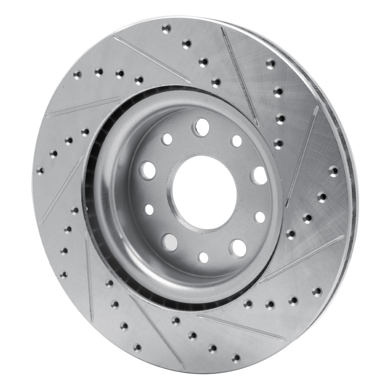 Picture of R1 18-25 Jeep Wrangler Front Left Drilled & Slotted Silver Brake Rotor