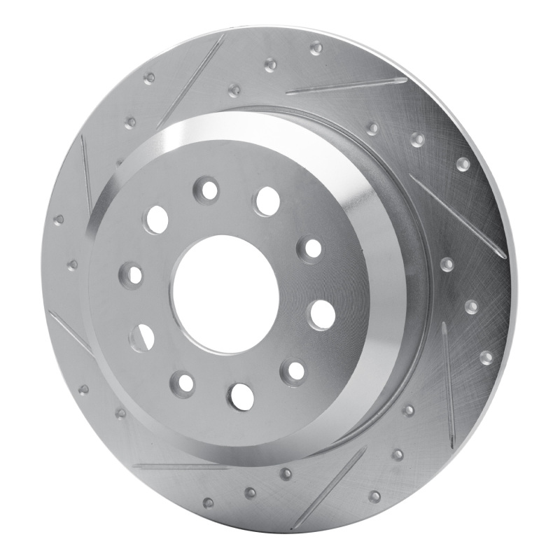 Picture of R1 18-25 Jeep Wrangler Rear Left Drilled & Slotted Silver Brake Rotor
