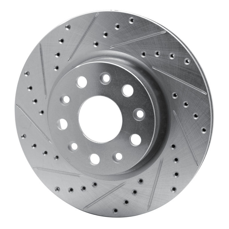 Picture of R1 18-25 Jeep Wrangler Front Left Drilled & Slotted Silver Brake Rotor