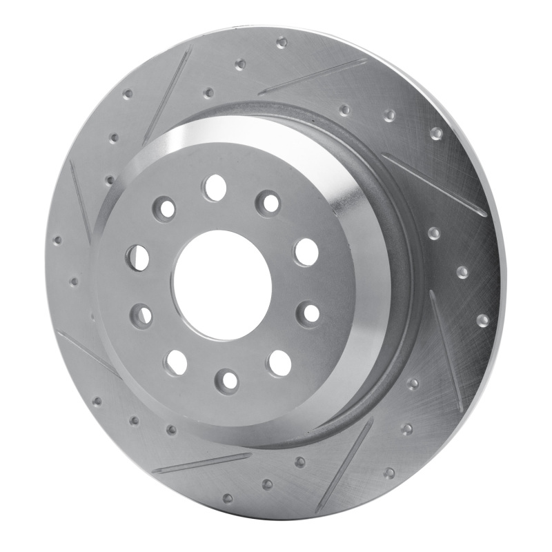 Picture of R1 18-25 Jeep Wrangler Rear Left Drilled & Slotted Silver Brake Rotor