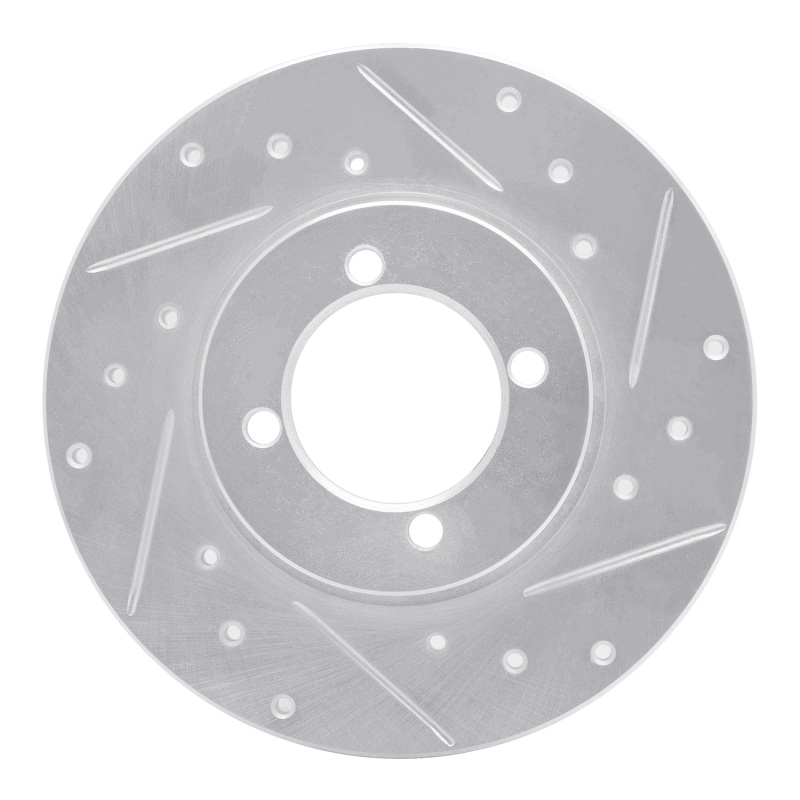 Picture of R1 74-87 Dodge COLT Front Right Drilled & Slotted Silver Brake Rotor