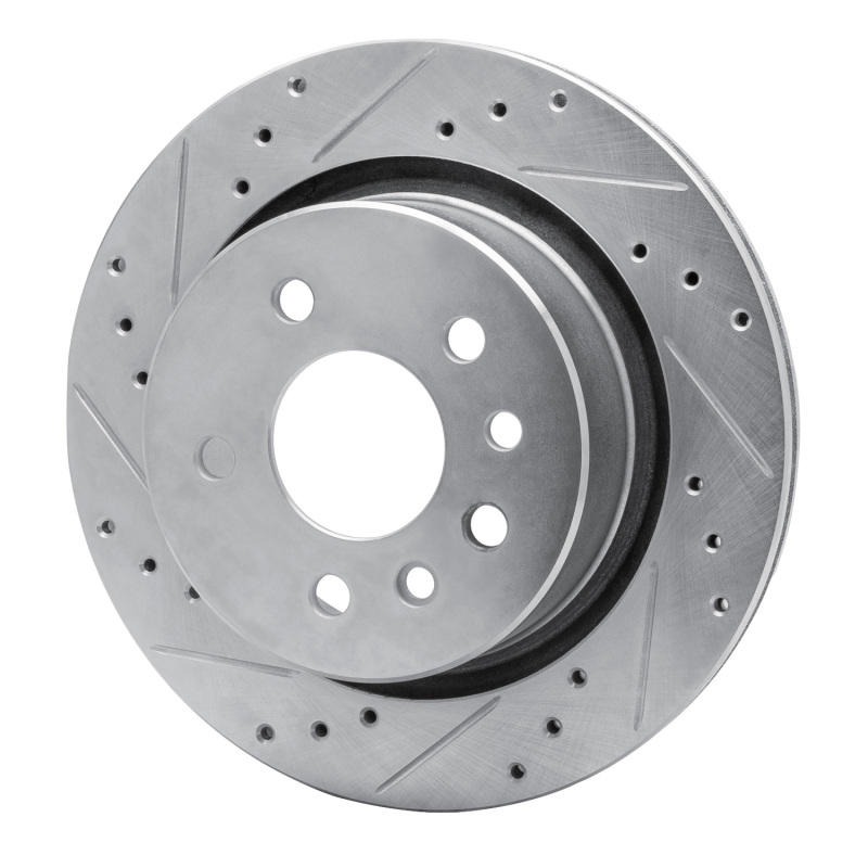 Picture of RNC Brake Rotor - Drill & Slot - R1 01-01 Cadillac CATERA Rear Left Drilled & Slotted Silver Brake Rotor rnc631-46002L