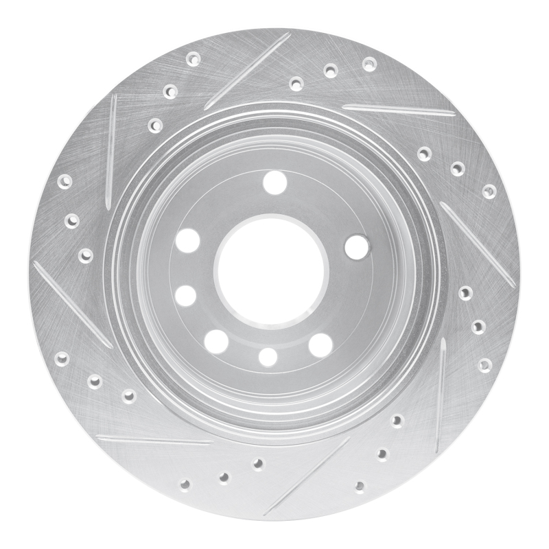 Picture of RNC Brake Rotor - Drill & Slot - R1 01-01 Cadillac CATERA Rear Right Drilled & Slotted Silver Brake Rotor rnc631-46002R