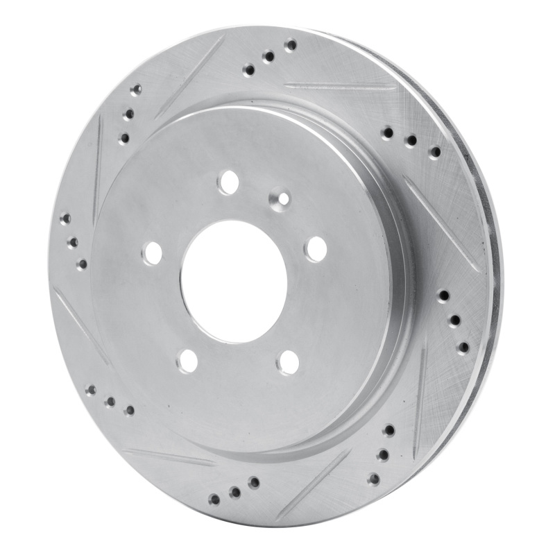 Picture of RNC Brake Rotor - Drill & Slot - R1 03-11 Cadillac CTS Rear Left Drilled & Slotted Silver Brake Rotor rnc631-46014L