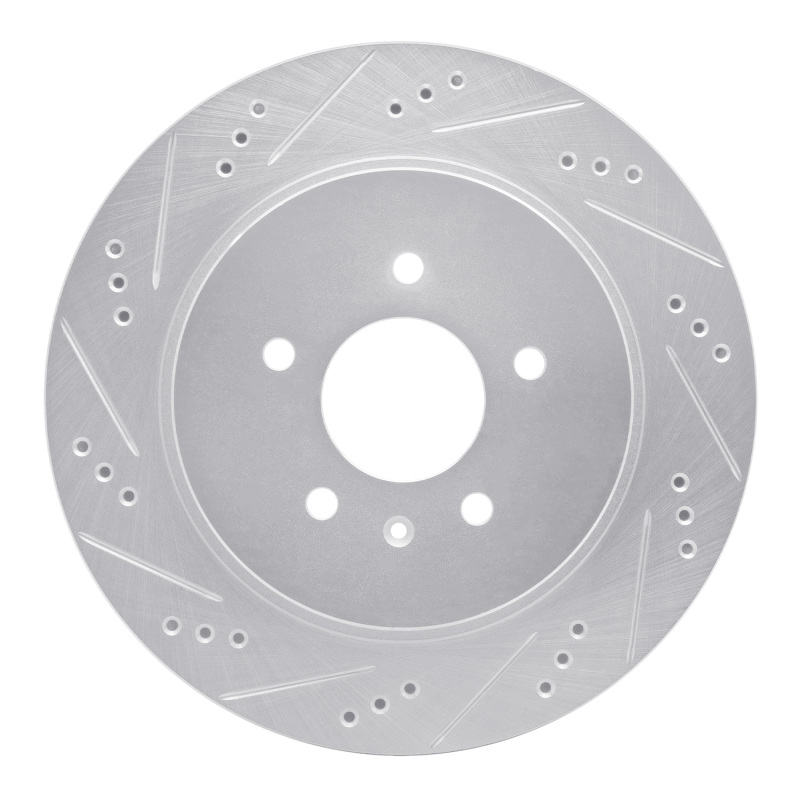Picture of RNC Brake Rotor - Drill & Slot - R1 05-11 Cadillac CTS Rear Left Drilled & Slotted Silver Brake Rotor rnc631-46020L