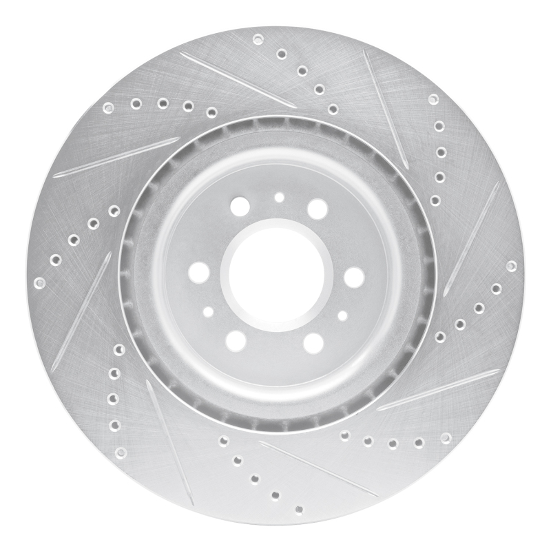Picture of RNC Brake Rotor - Drill & Slot - R1 04-11 Cadillac STS Front Left Drilled & Slotted Silver Brake Rotor rnc631-46015L