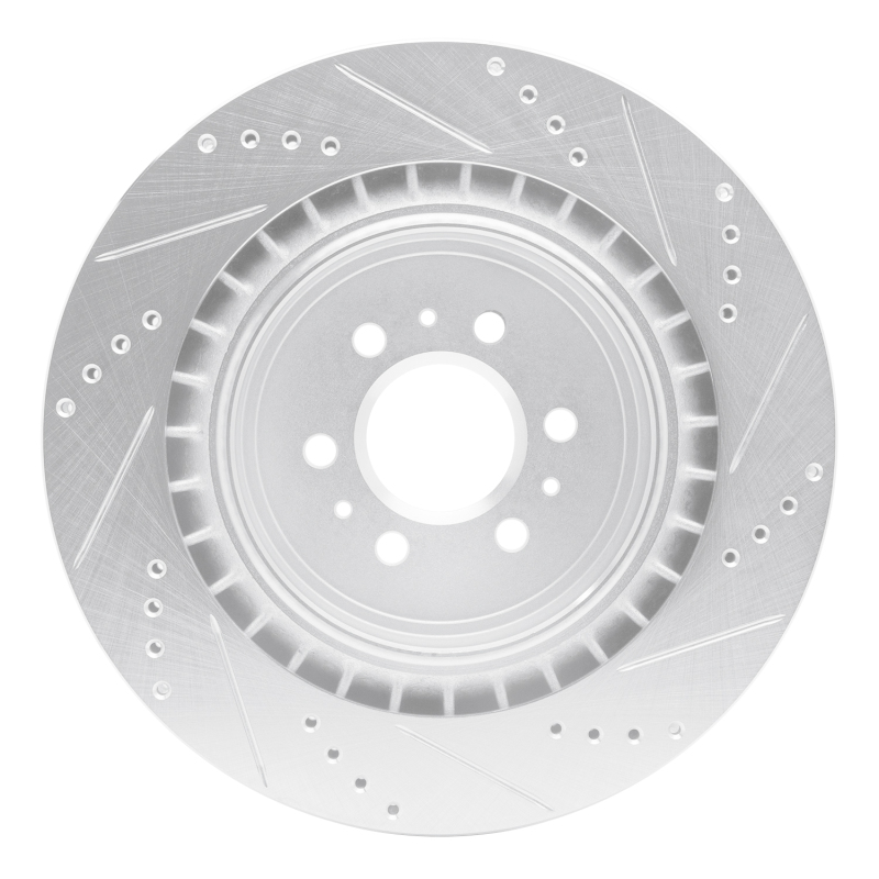 Picture of RNC Brake Rotor - Drill & Slot - R1 04-11 Cadillac CTS Rear Left Drilled & Slotted Silver Brake Rotor rnc631-46016L