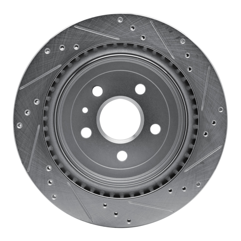 Picture of RNC Brake Rotor - Drill & Slot - R1 08-14 Cadillac CTS Rear Left Drilled & Slotted Silver Brake Rotor rnc631-46026L