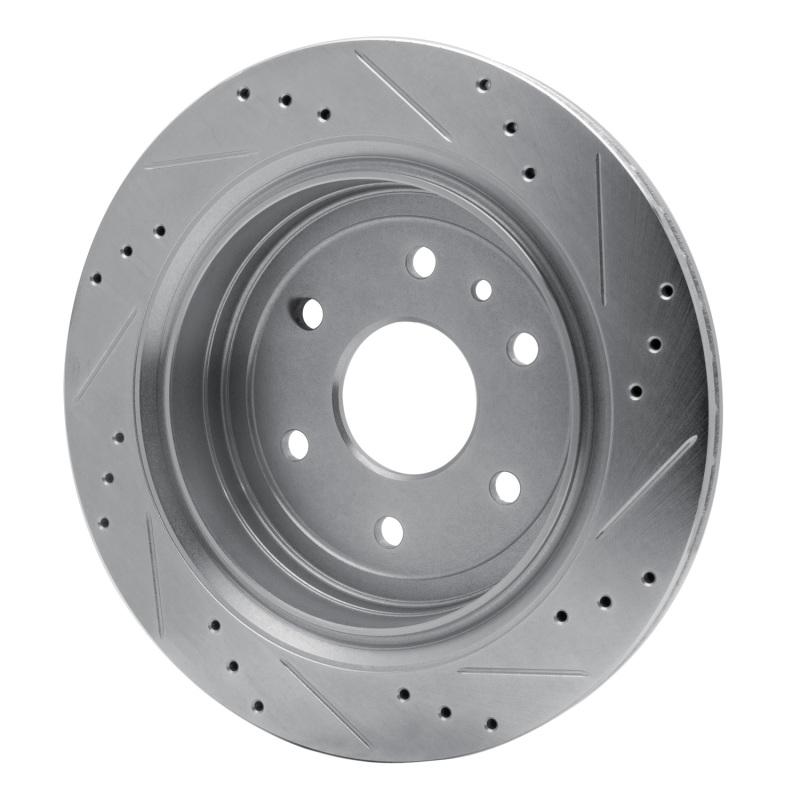 Picture of RNC Brake Rotor - Drill & Slot - R1 13-19 Cadillac XTS Rear Left Drilled & Slotted Silver Brake Rotor rnc631-46034L