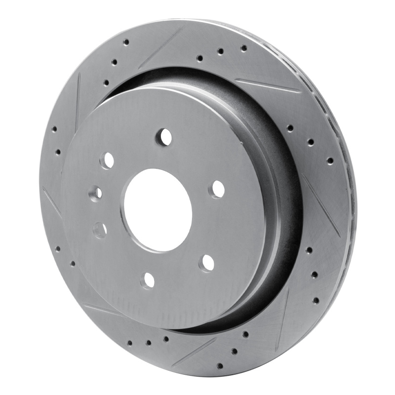 Picture of RNC Brake Rotor - Drill & Slot - R1 13-19 Cadillac XTS Rear Left Drilled & Slotted Silver Brake Rotor rnc631-46034L