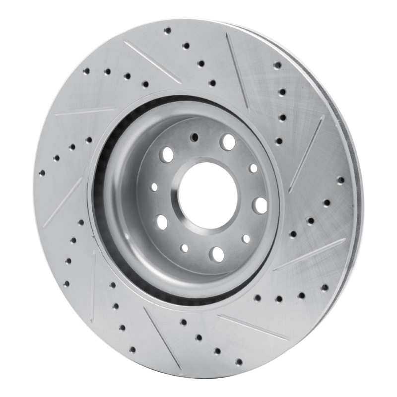 Picture of RNC Brake Rotor - Drill & Slot - R1 14-25 Cadillac CT5 Front Left Drilled & Slotted Silver Brake Rotor rnc631-46036L